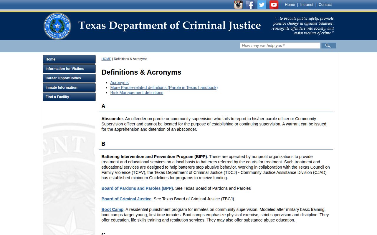 TDCJ definition of a Brown County projected release date